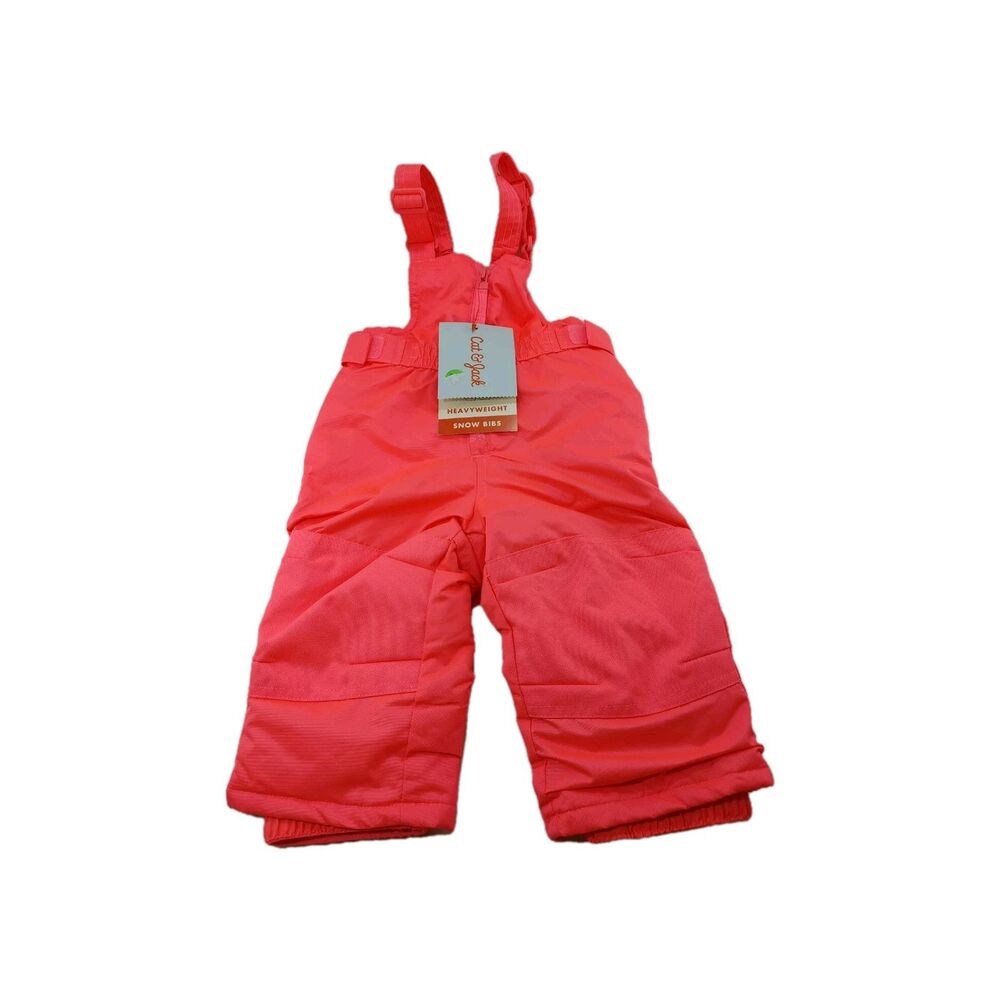 Cat & Jack Girls Snow Bibs 12M Pink Winter Ski Pants Overalls New With Tags